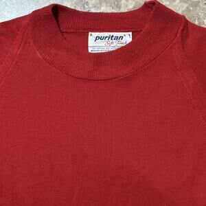 Vintage Sweater Mens Large Red Puritan Soft Touch Acrylic Short Sleeve 60s 70s